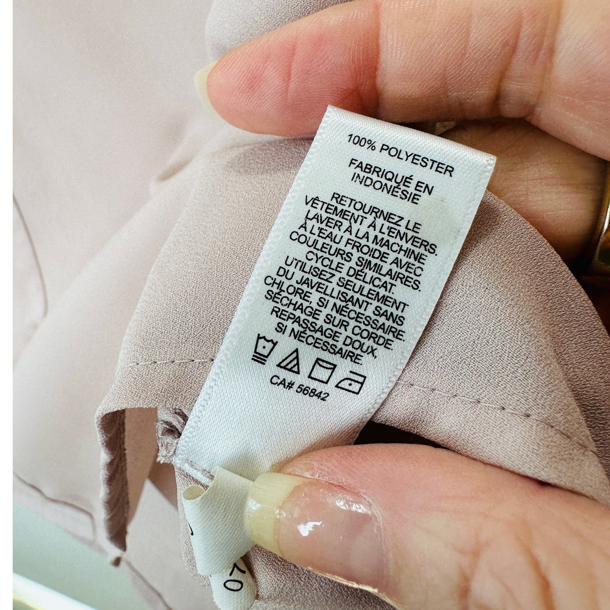 Express Pale Peach Two Pocket Zip Front Roll Tab Sleeve Popover Top M