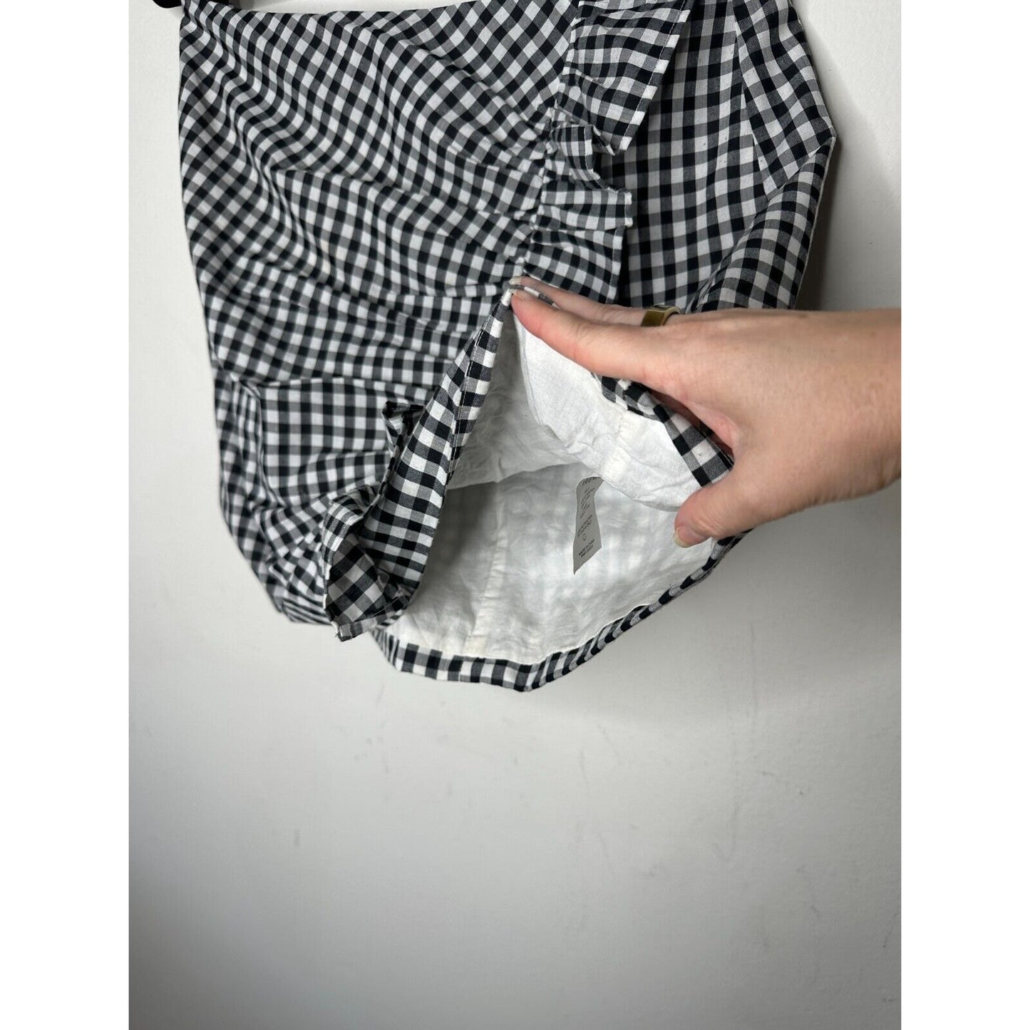 LOVERS + Friends Sassy Lisa Gingham Black White Check Ruffle Mini Skirt Large
