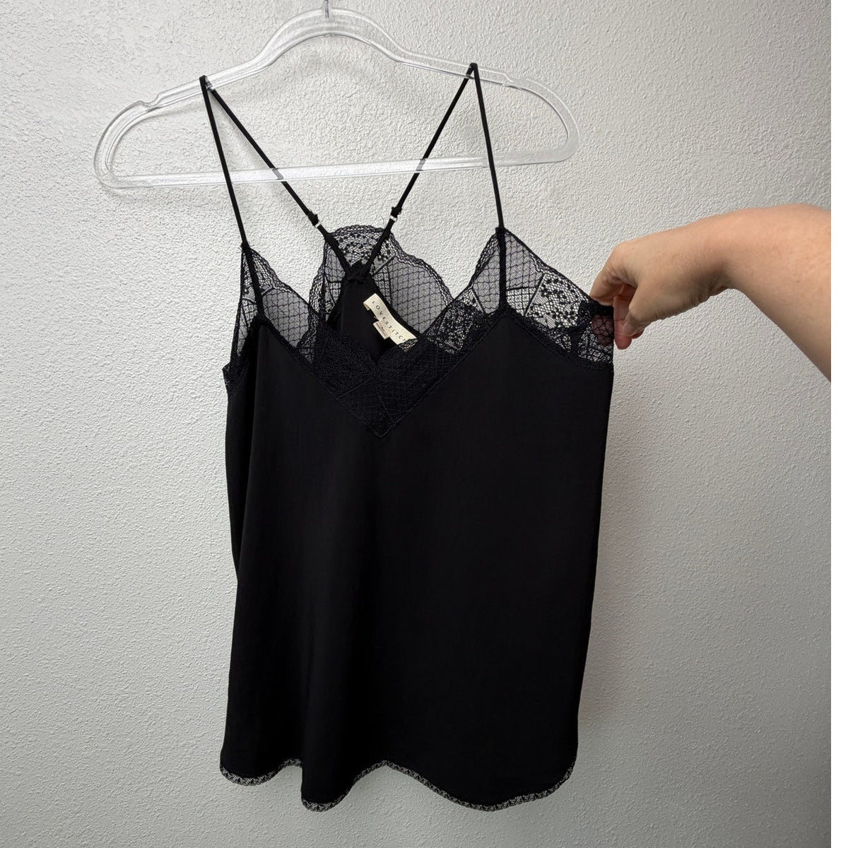 Lovestitch Black Lace Trim Cami Top Women M