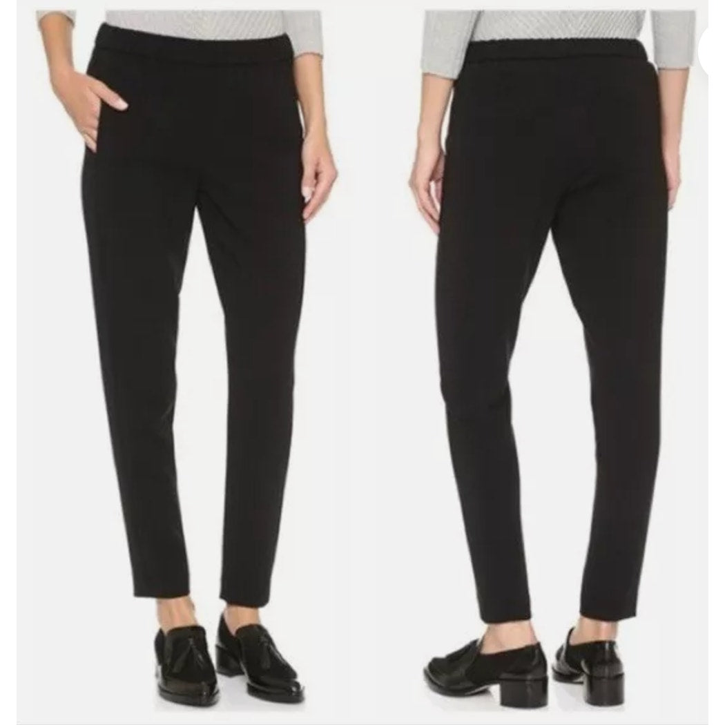 Theory Thorene Black Crepe Pocketed Pull On Slacks P XS