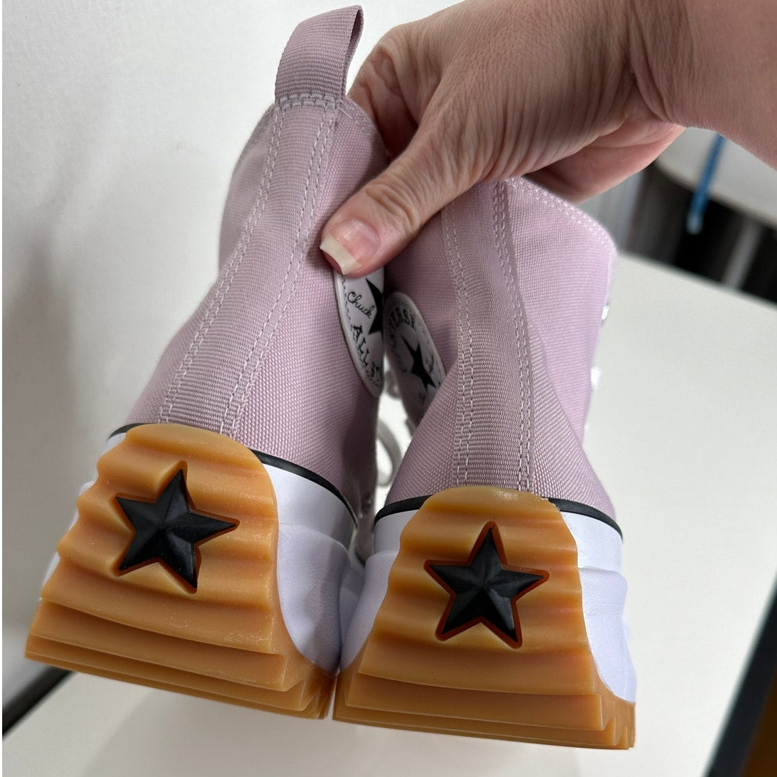 Converse Run Star Hike High Top Platform Sneaker Pink & White W 9 / M 7