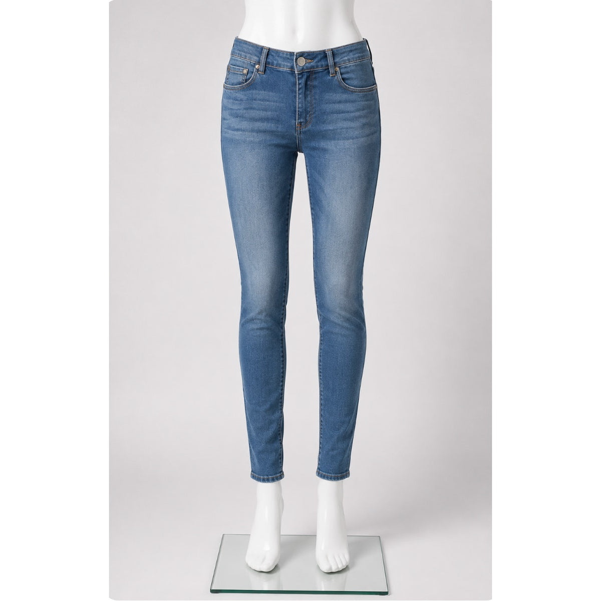 Fashion Nova Light Wash Mid Rise Skinny Denim Jeans 5