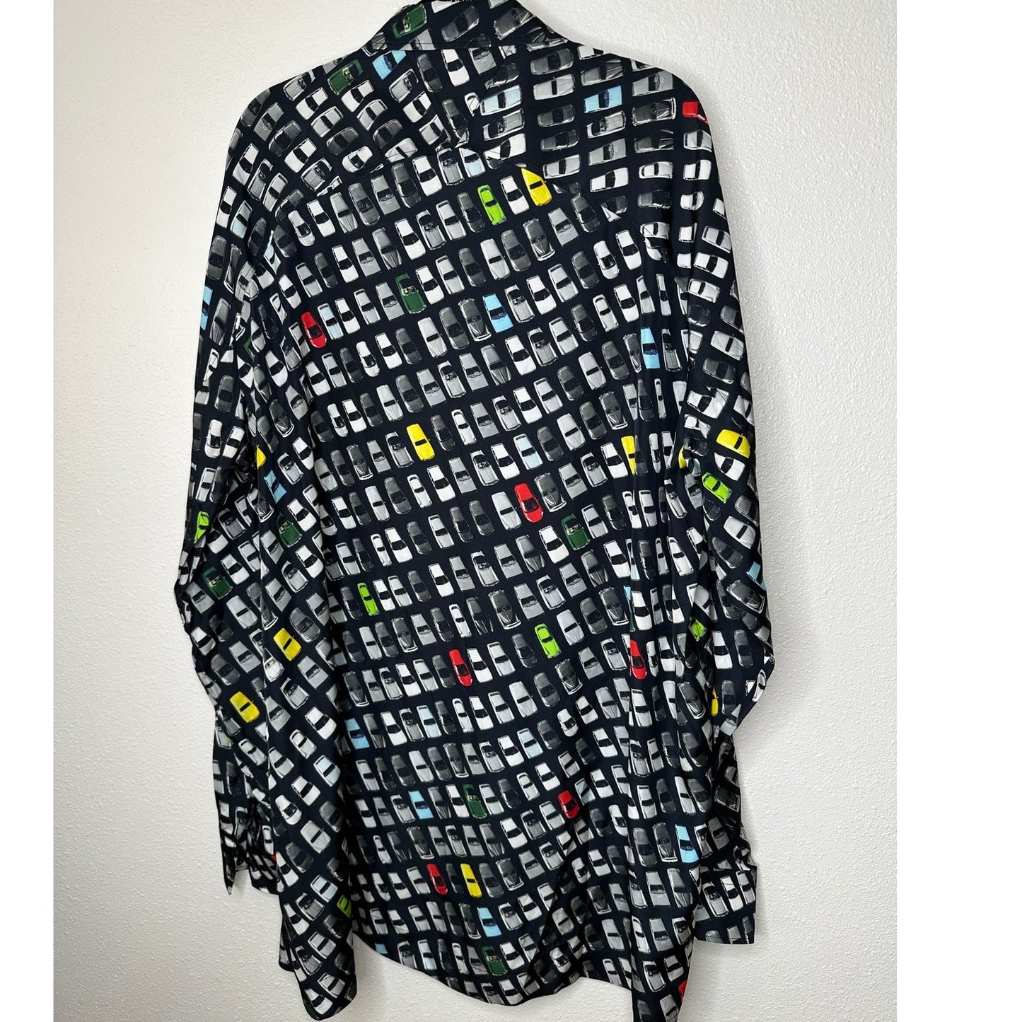 Bottega Veneta Black Car Print Long Sleeve Button Shirt Tunic 54 / L