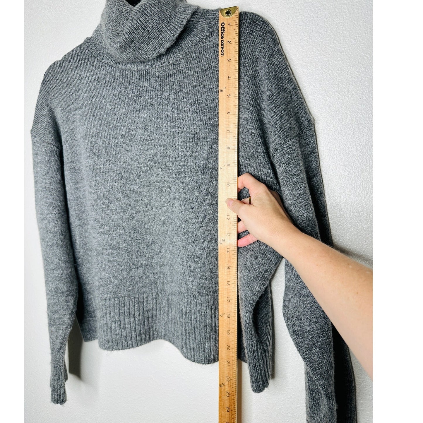 Zara Heather Gray Turtleneck Drop Shoulder Long Sleeve Sweater Jumper M