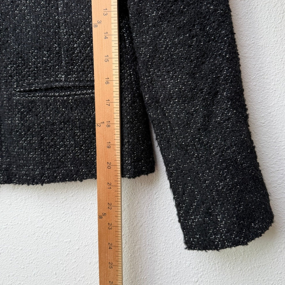 Anine Bing Houndstooth Tweed Jacket Zip Front Shoulder Pad Size S