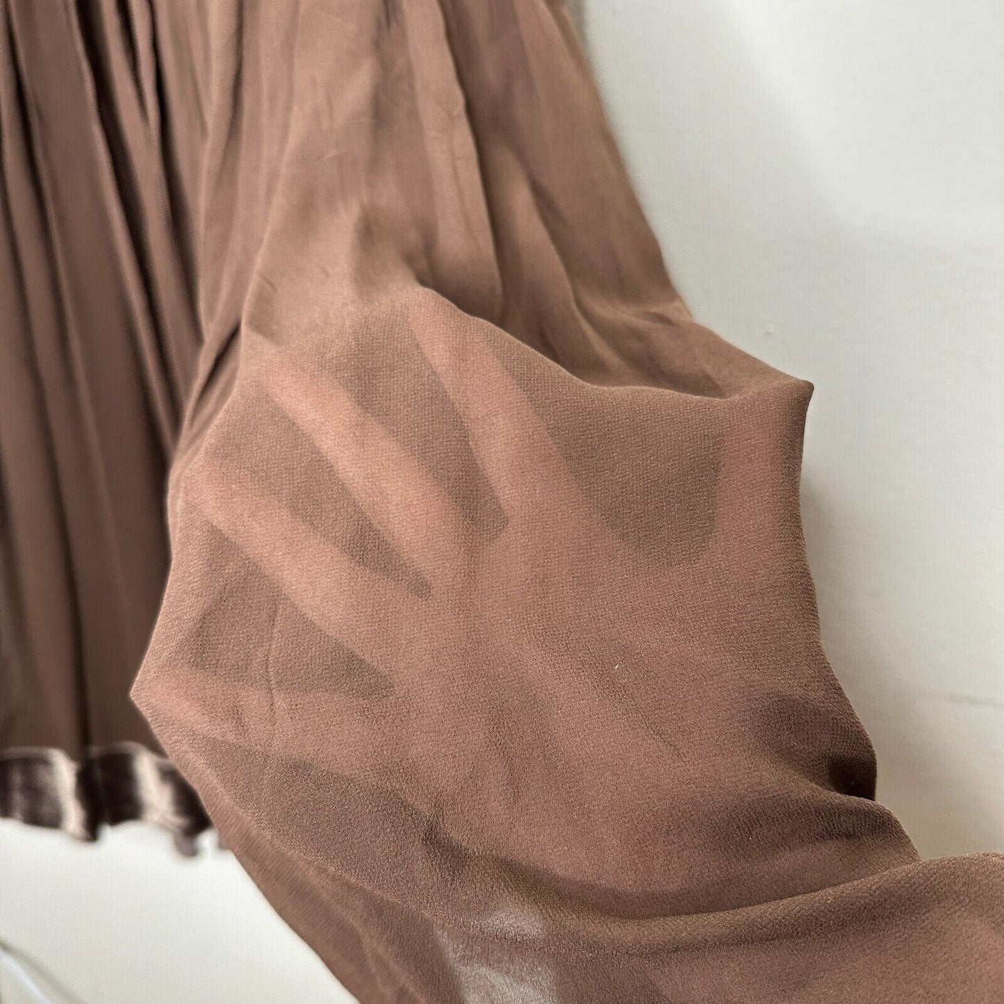 Rebecca Chocolate Flowy Sheer Pleated Round Neck Sleeveless Velvet Hem Dress 2
