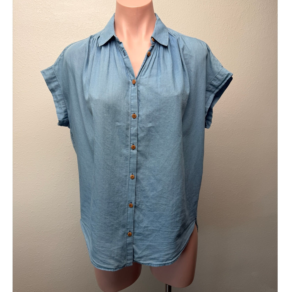 Madewell Central Shirt Bright Indigo Chambray Oversized Women's US XXS