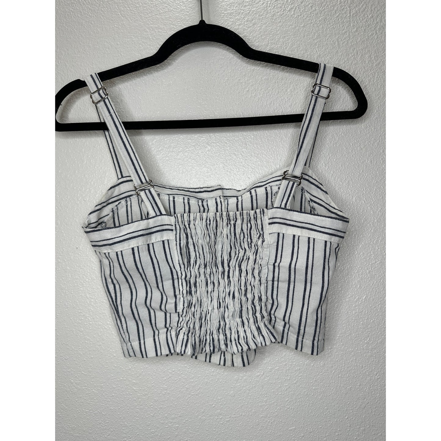 Brandy Melville Astrid White & Black Stripe Button Down Crop Top