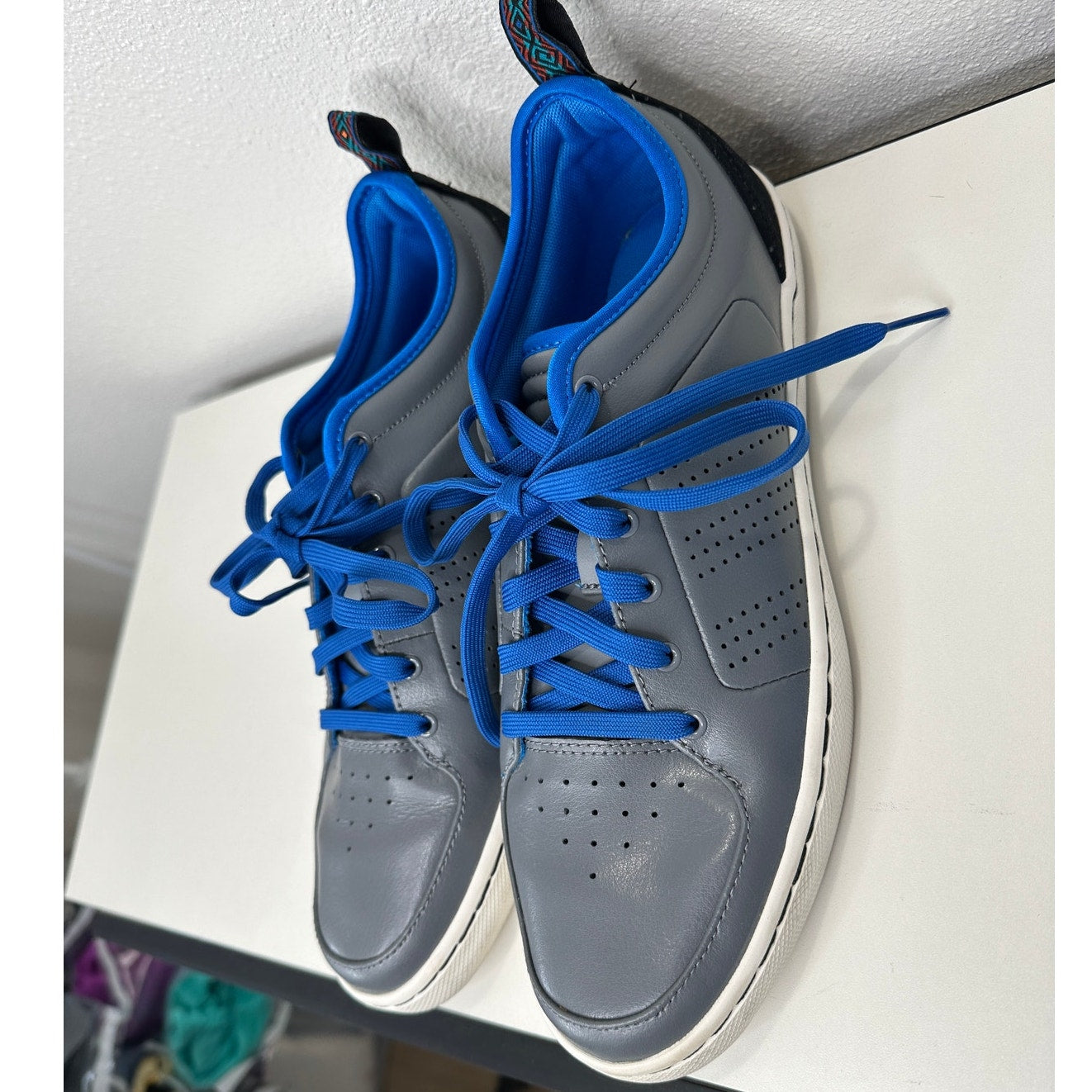 Adidas RD1 Low Top Gray & Blue Leather Laceup Sneakers Shoes 10