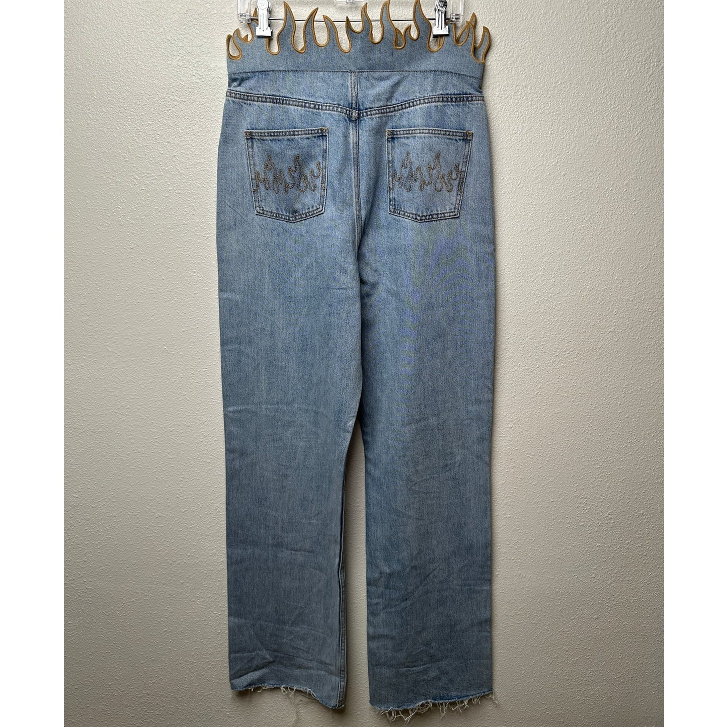 NWOT FUCKBOY MENTALITY Hot Flame Day Jeans Light Wash Gold Mens 36x32