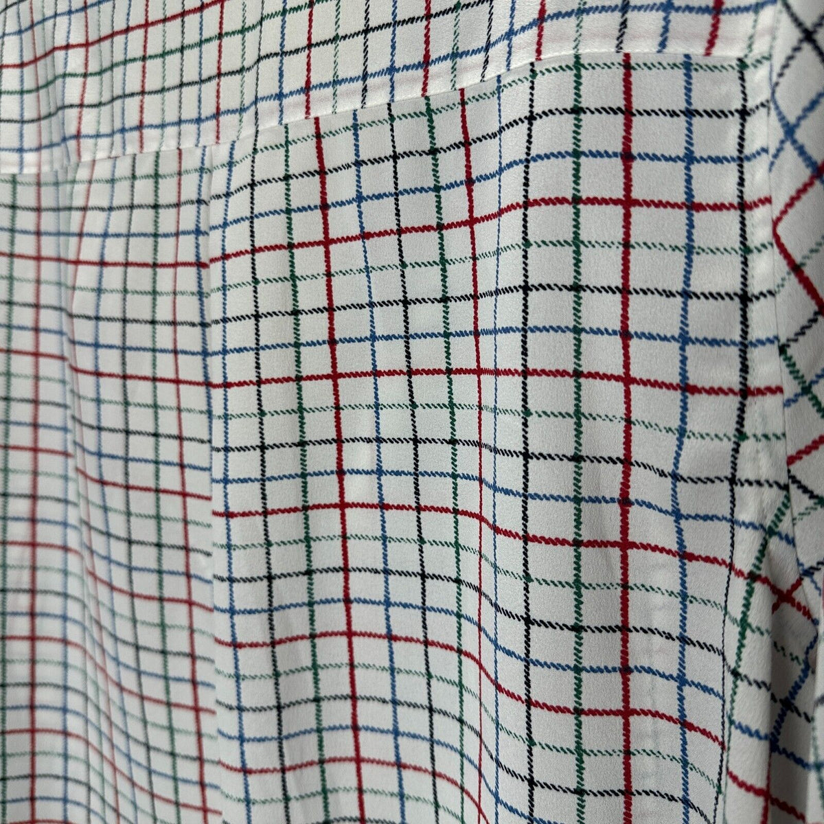 Joie White Red Blue Black & Green Plaid Front Button Pockets Long Sleeve Shirt L
