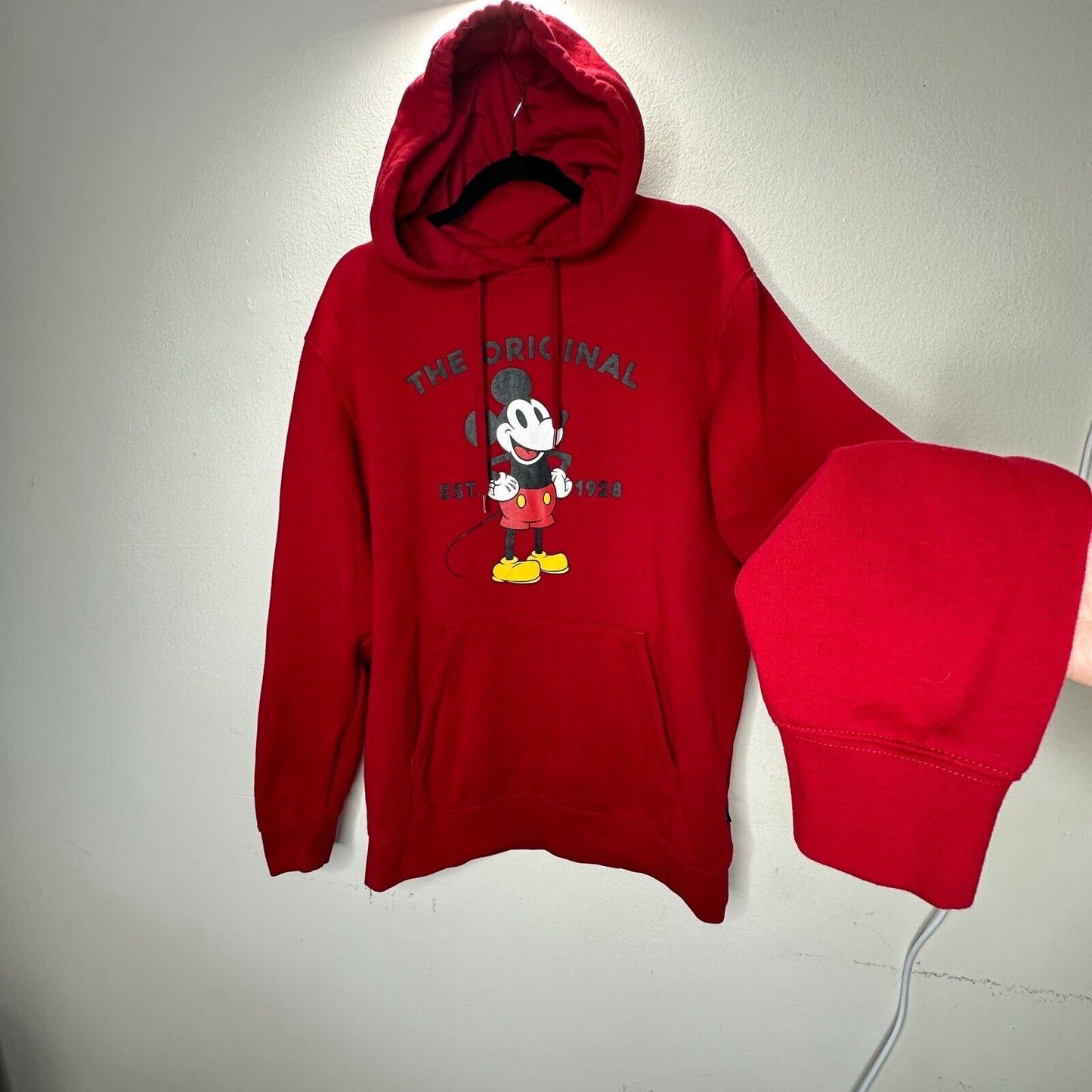 Disney X Vans Red Mickeys 90 Anniversary Front Pocket Pullover Fleece Hoodie M