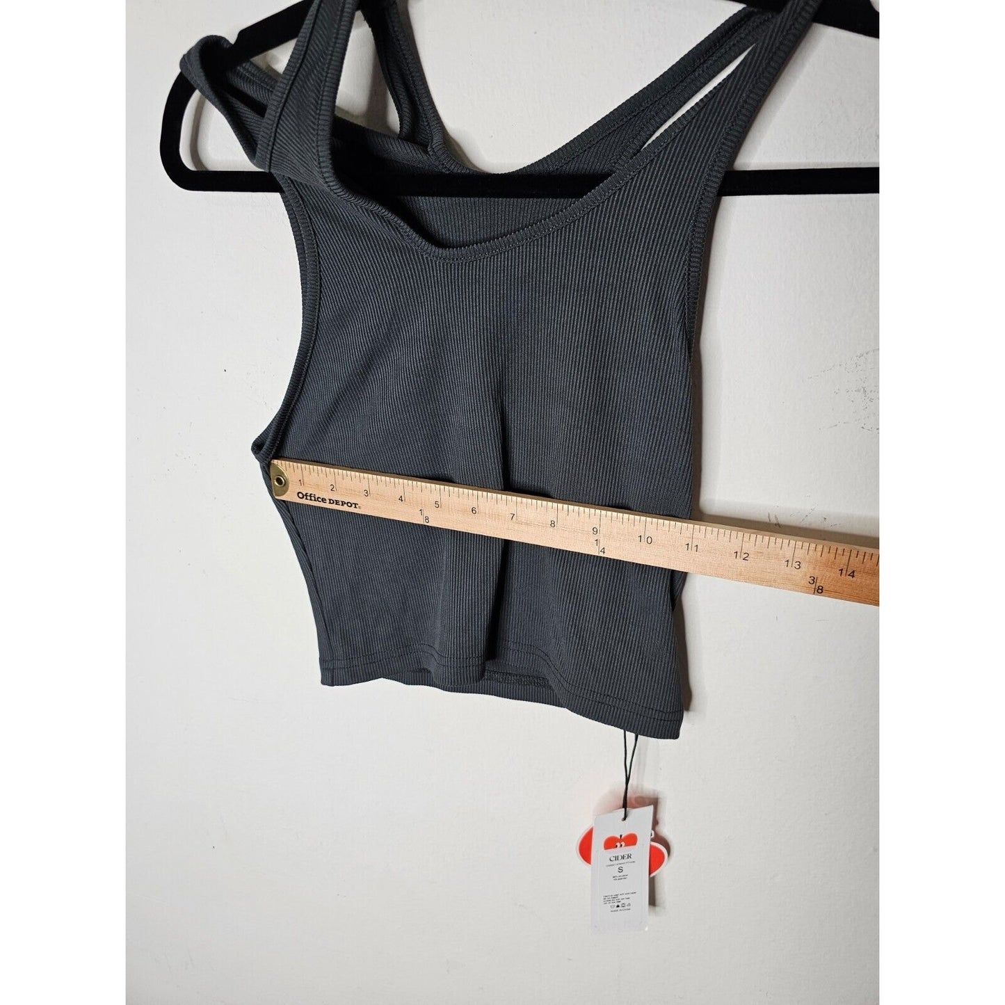 NWT Slate Gray Asymetrical High Neck Cut Out Fitted Crop Tank Top Small