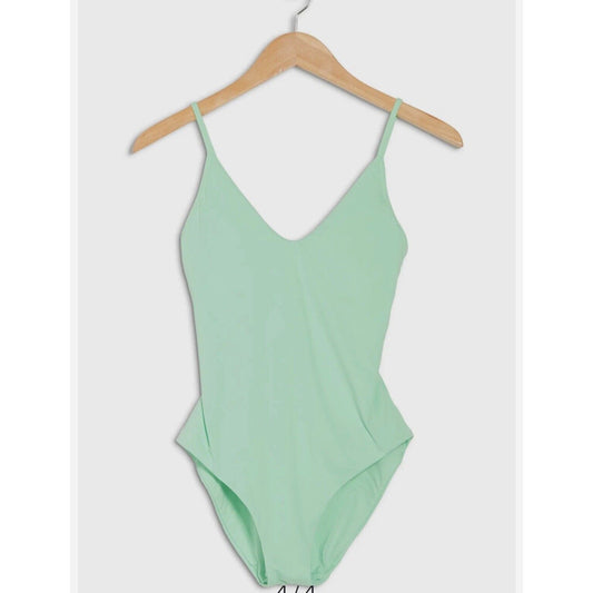 Becca Mint Green Scoop Neck Spaghetti Strap Back Tie Bathing Suit Large