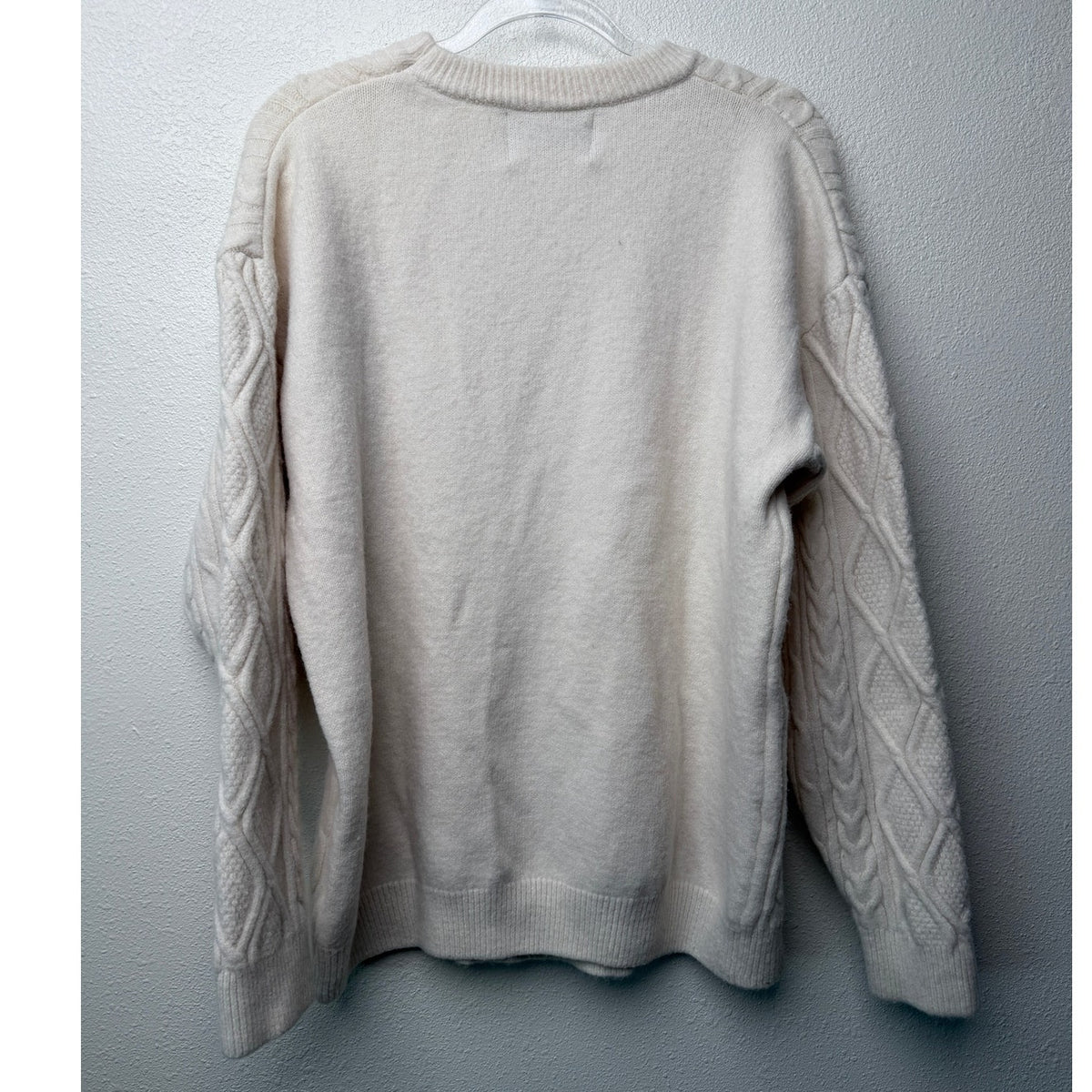 Aelfric Eden Cream Cable Knit Crewneck Sweater L