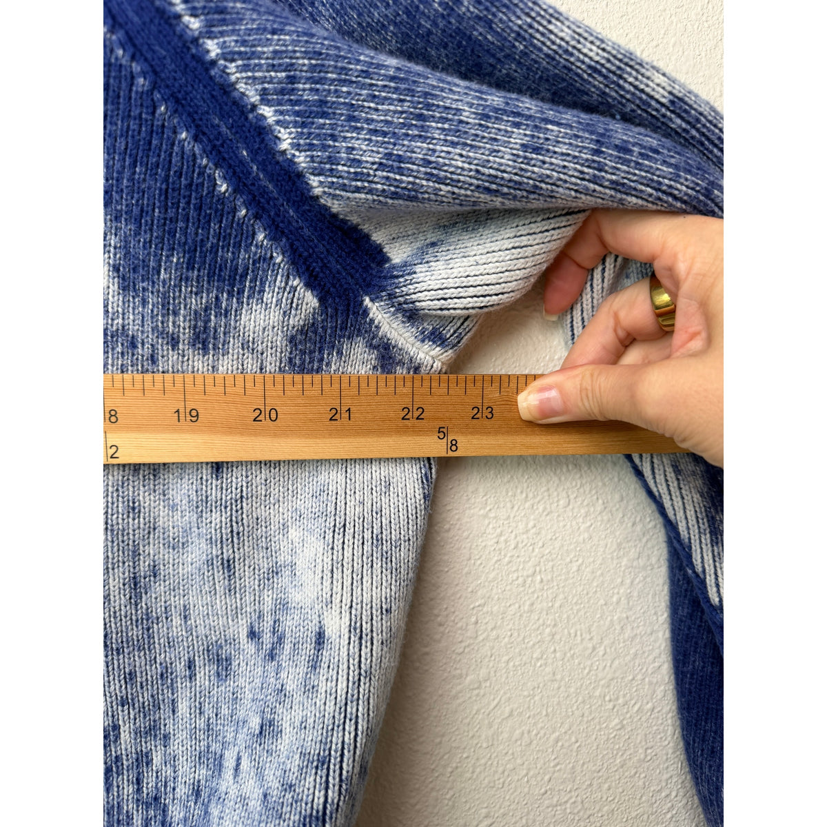 Electric&Rose Blue Ivory Acid Wash Raglan Knit Sweater Women