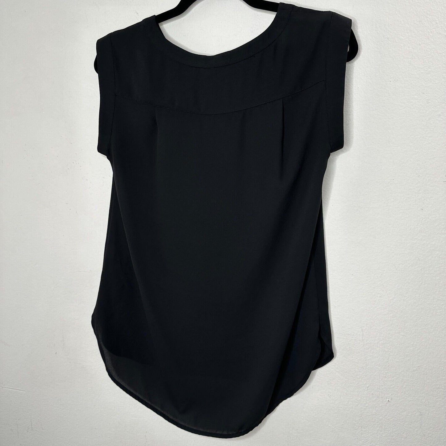 J. Crew Black Sleeveless Banded Neck and Sleeve Round Hem Side Slit Blouse 0