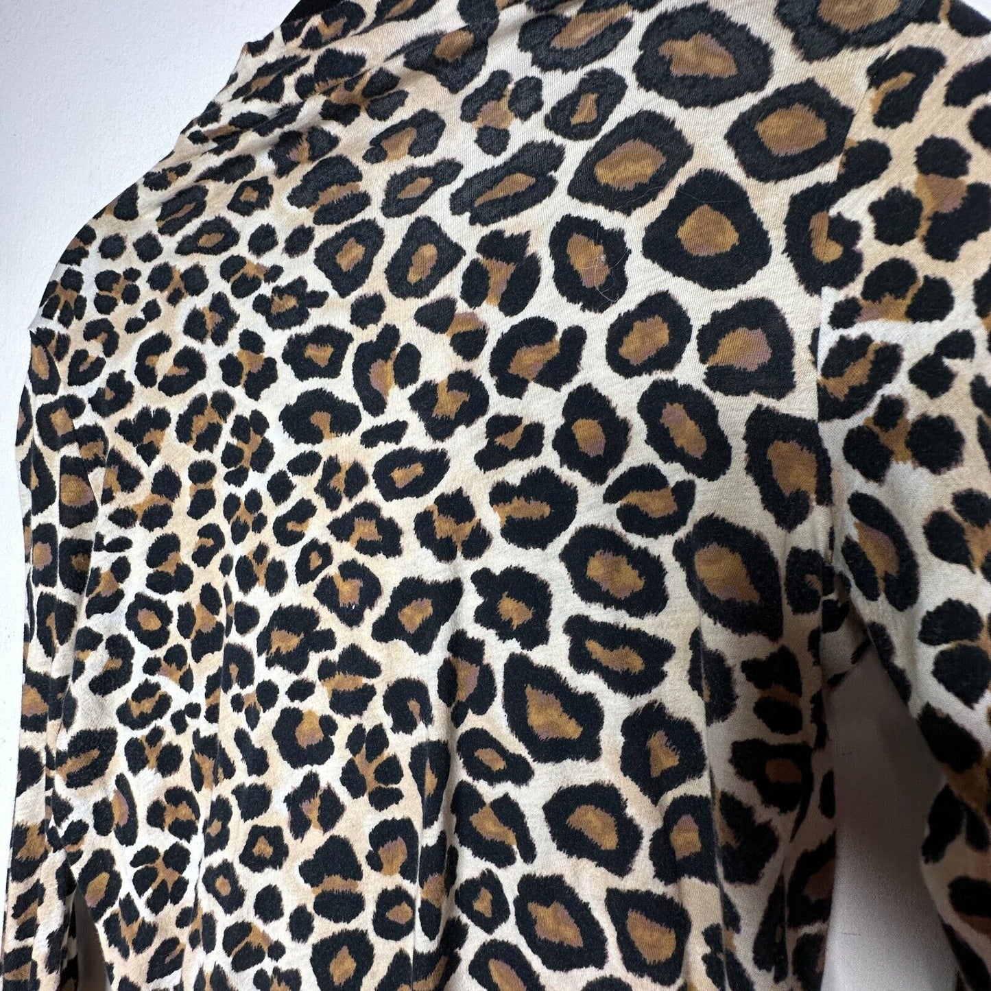 BLDWN Tan and Black Cheetah Knit Print Long Sleeve Mock Neck Fitted Knit Top S