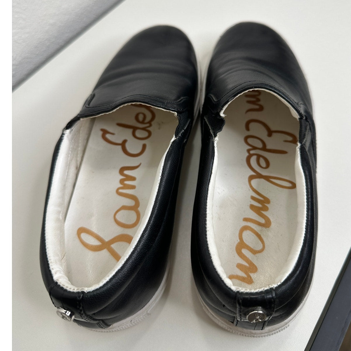 Sam Edelman Black Leather White Base Slip On Shoe 5