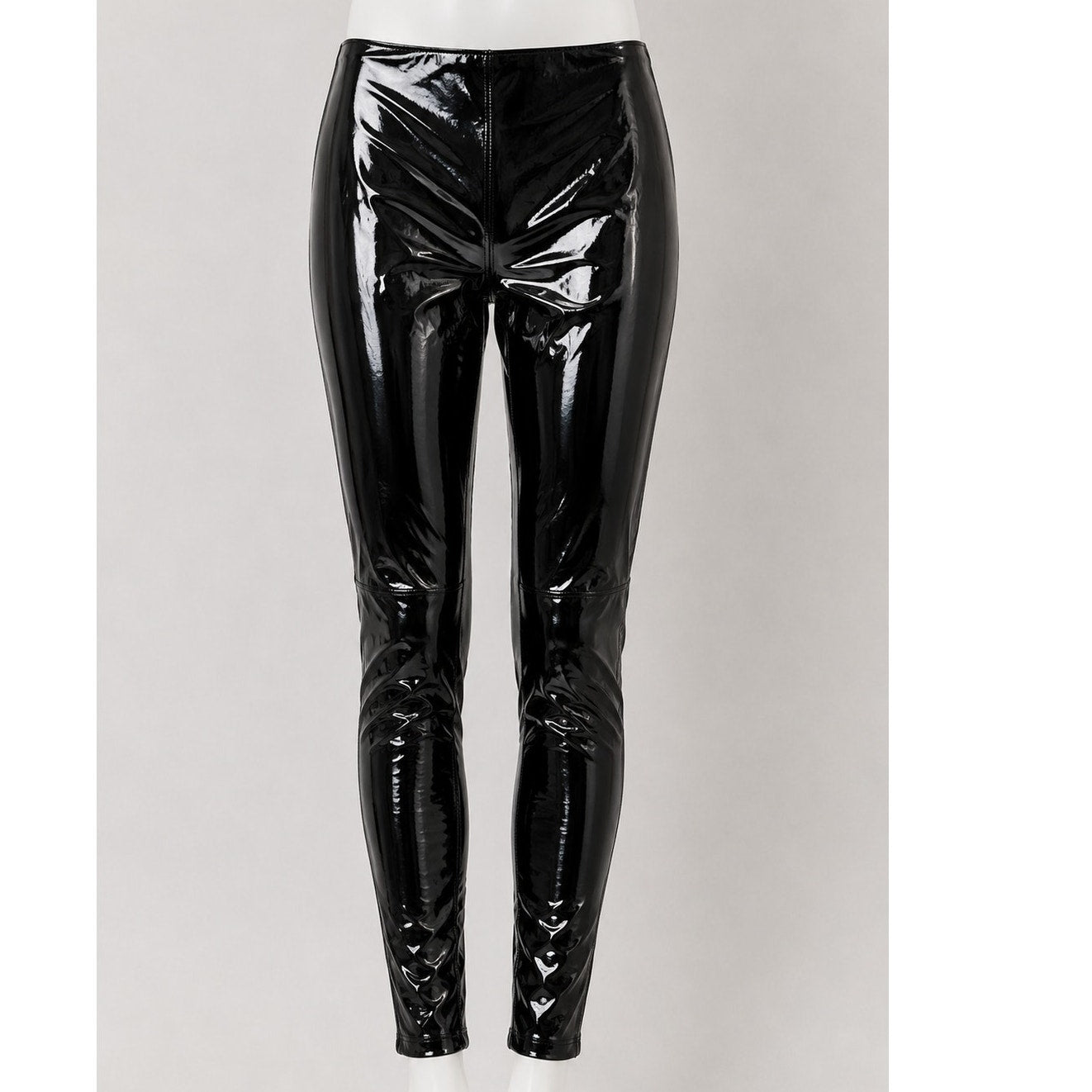 Karl Lagerfeld Black Patent Leather High Waist Side Zip Skinny Legging Pants SM