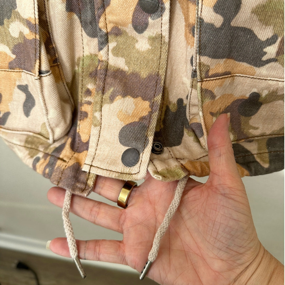 NWT Isabel Marant Peach Pink Gray Elize Camel Camo Field Jacket 38