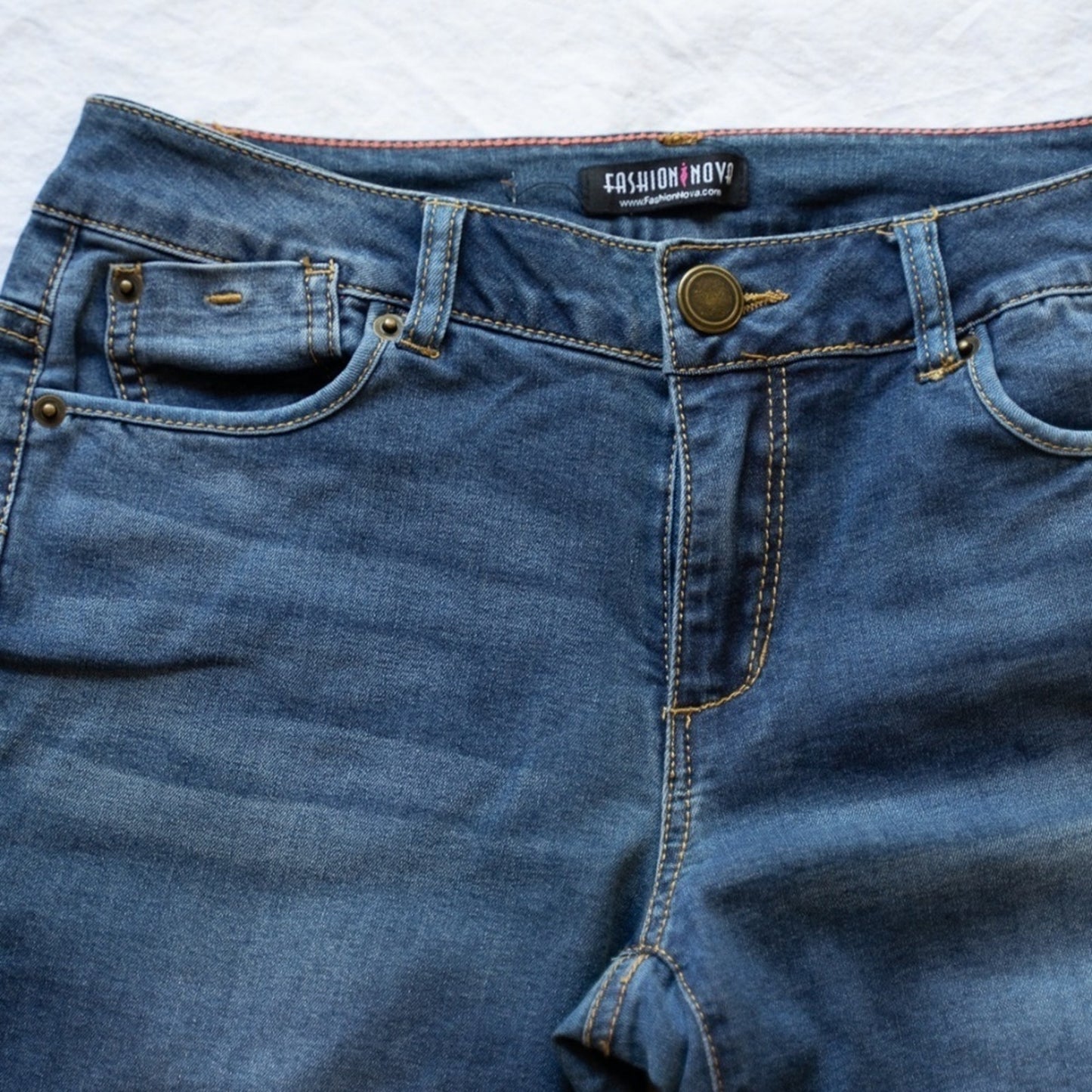 Fashion Nova Light Wash Mid Rise Skinny Denim Jeans 5