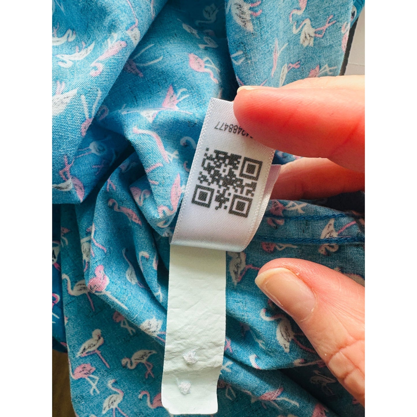 NWT Bonobos Blue with Tiny Pink & White Flamingos Button Shirt XL