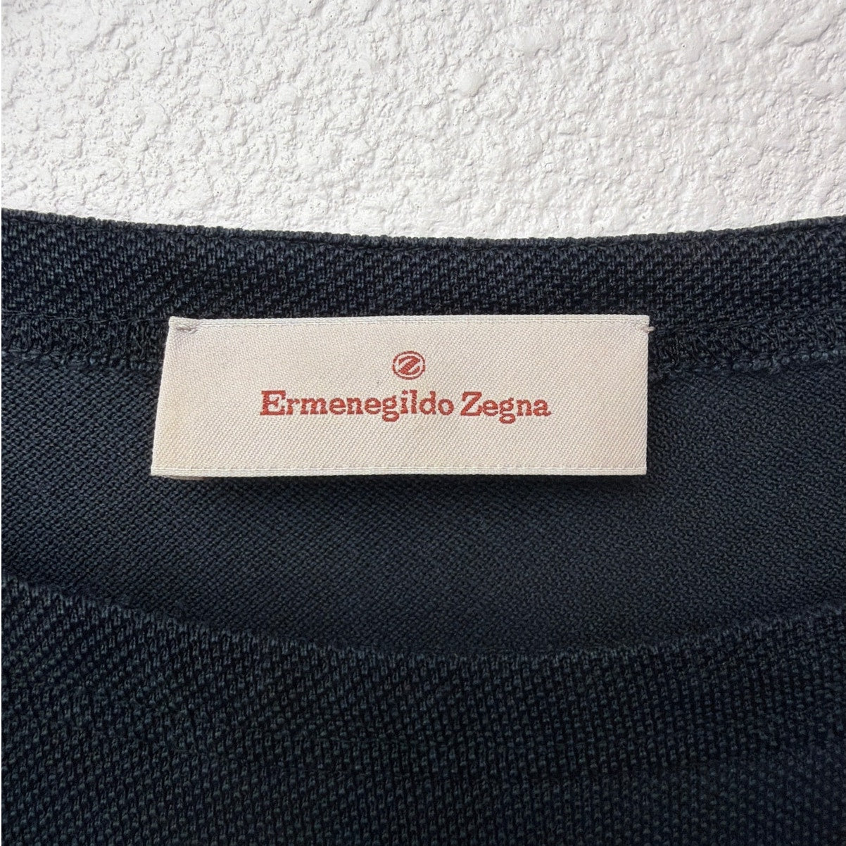 Zegna Washed Charcoal Black Silk Knit Crew Neck Shirt Men’s L