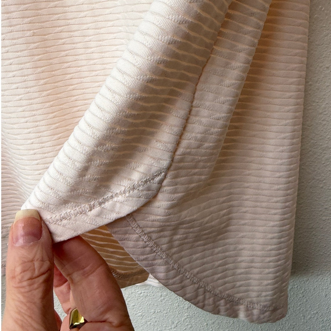 CALIA Ivory Peach Textured Long Sleeve Top Side Slit Relaxed Fit M