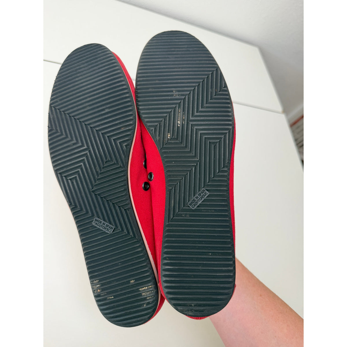 Hermès Red Canvas Boat Shoes Men's EU 43.5