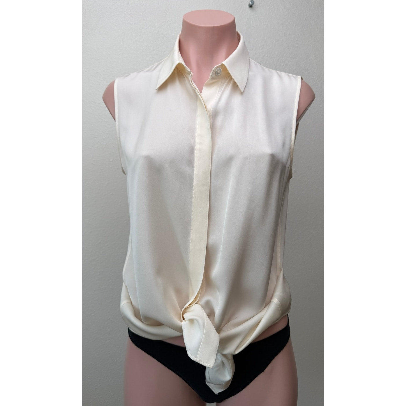 Theory Tanelis Cream Silk Camp Collar Blouse US S
