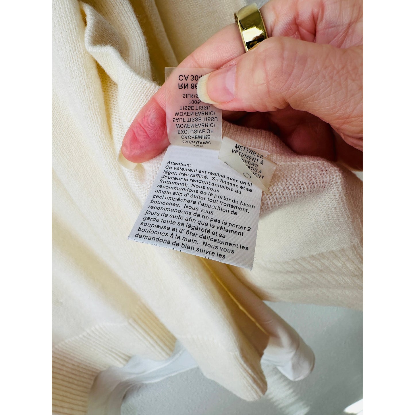 Magaschoni Sweater Cream Women US M 100% Cashmere Layered