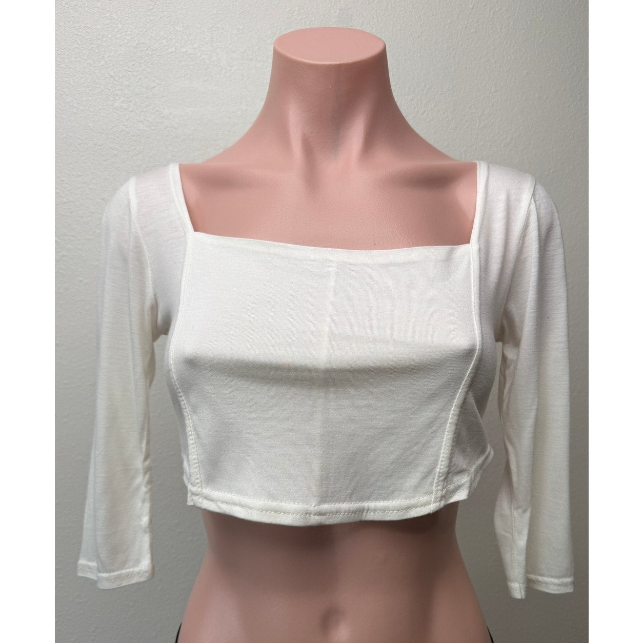 Nasty Gal Cream Square Neck Crop Top Womens US 4