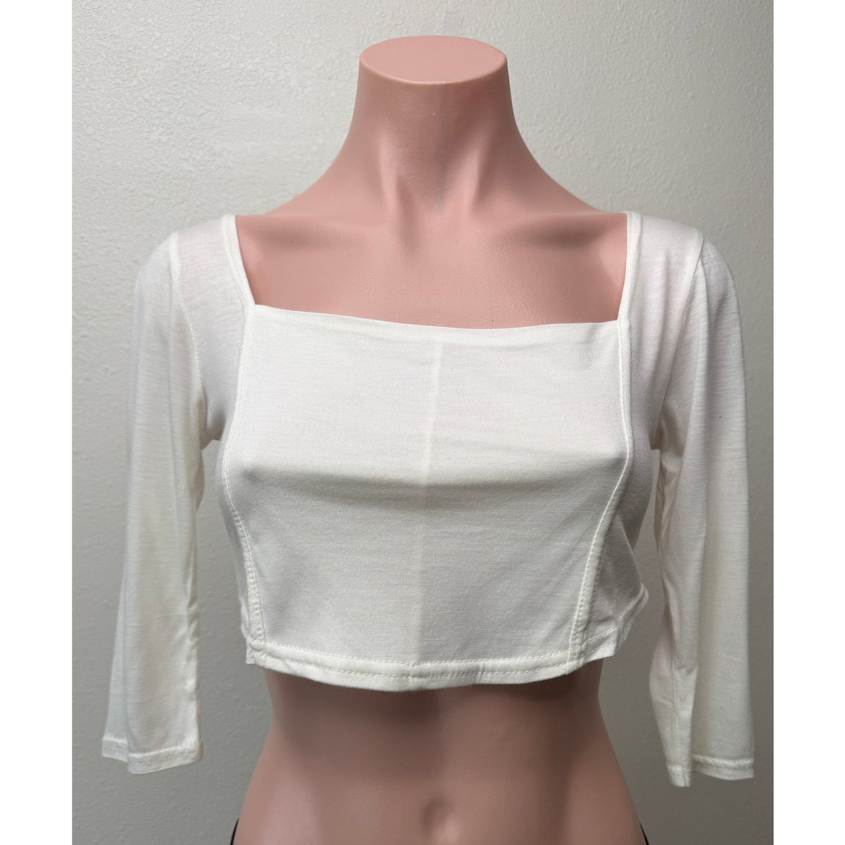 Nasty Gal Cream Square Neck Crop Top Womens US 4