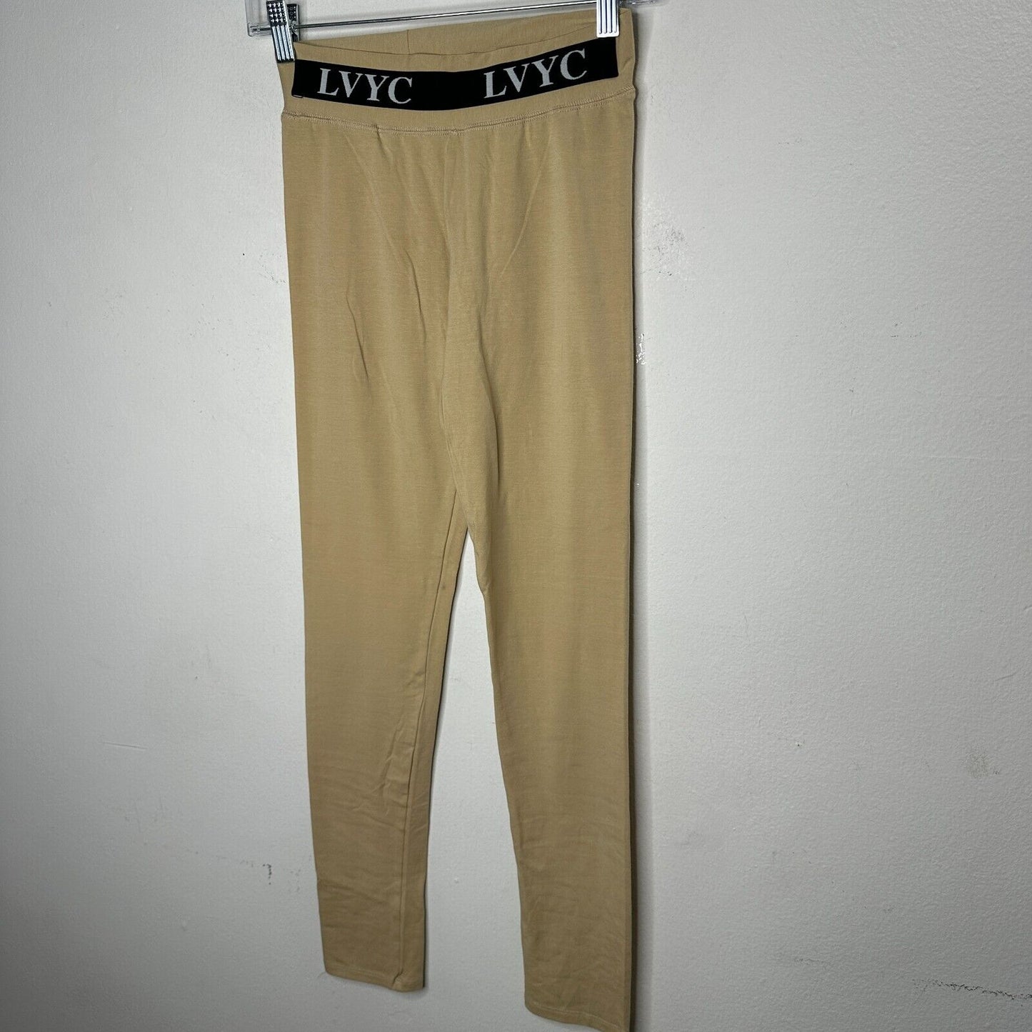 LVYC Les Vertes Yacht Club Tan Leggings Black LVYC logo Waist Medium