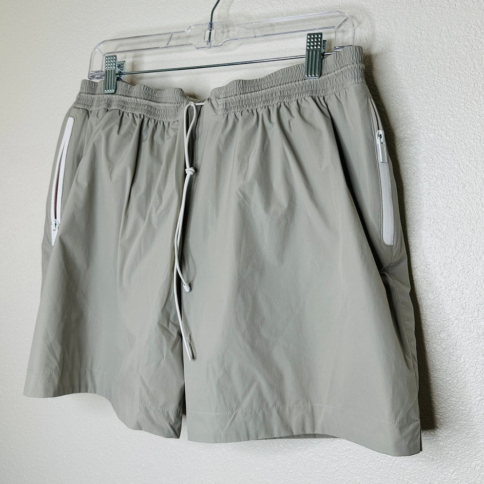 Hermes Mens Gray Drawstring Waist Zip Pocket Swim Trunks