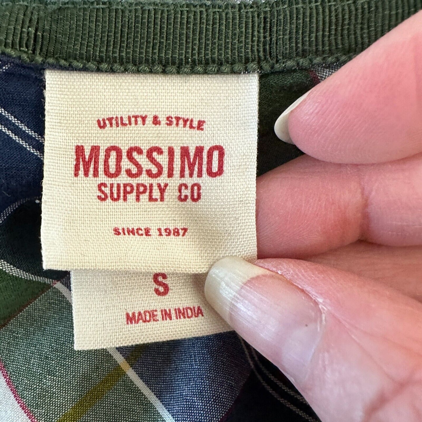 Mossimo Supply Green Blue Yellow White Plaid Button Front Long Sleeve Shirt SM