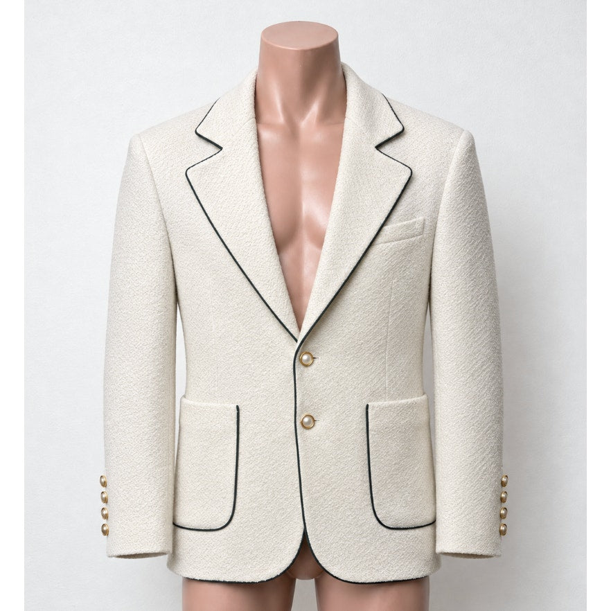 Casablanca Tennis Club Ivory Piped Blazer Men's US 38