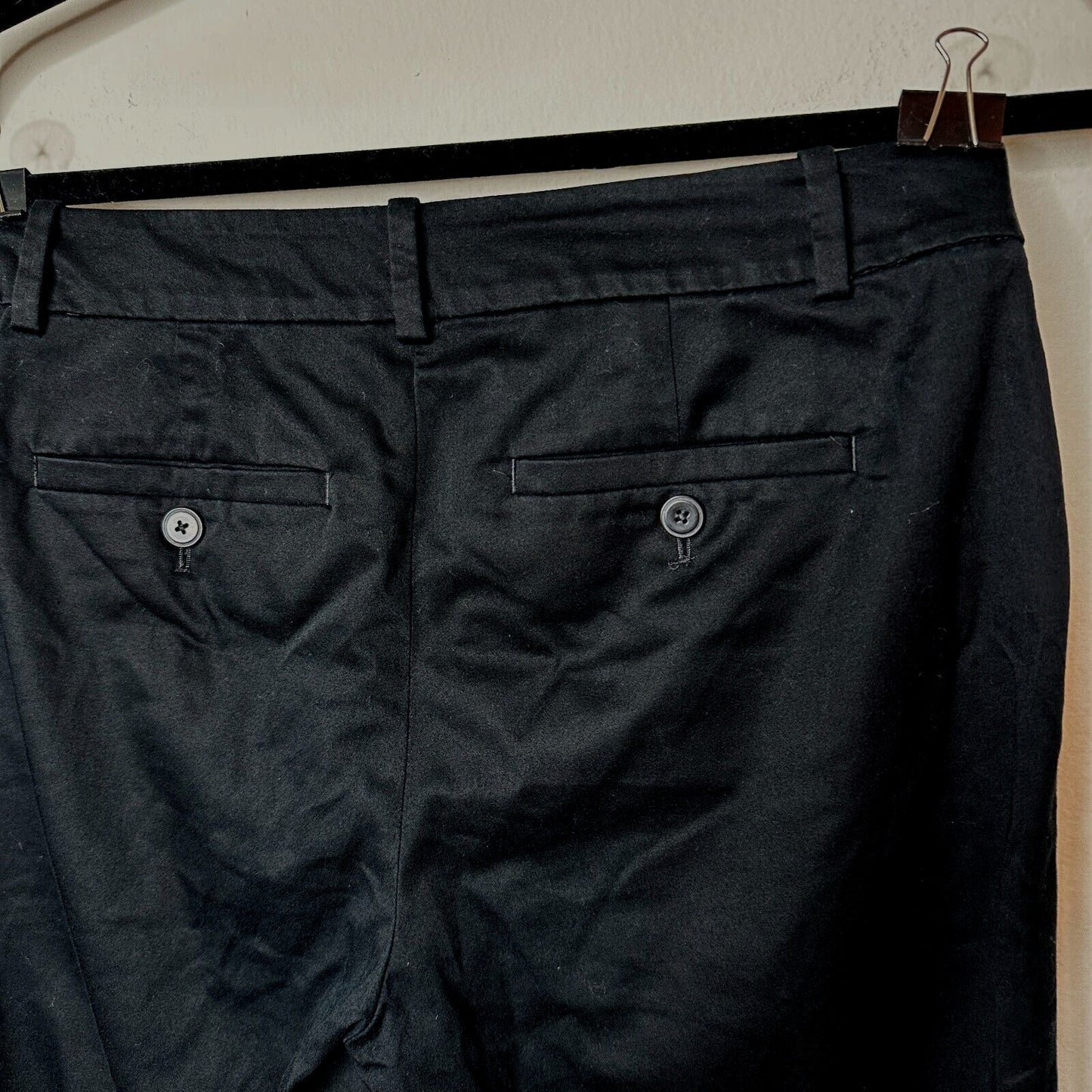 Loft Petit Cute Black Capri Trouser Pant Hook & Eye Close Front Slash Pockets 6P