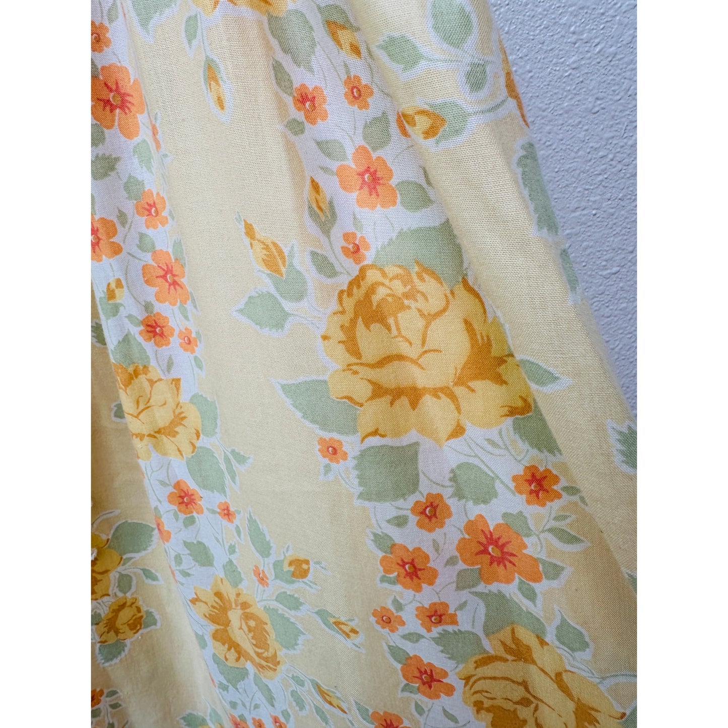 Tammy Vintage Yellow Floral Prairie Dress Women’s S Tie-Front Ruffle