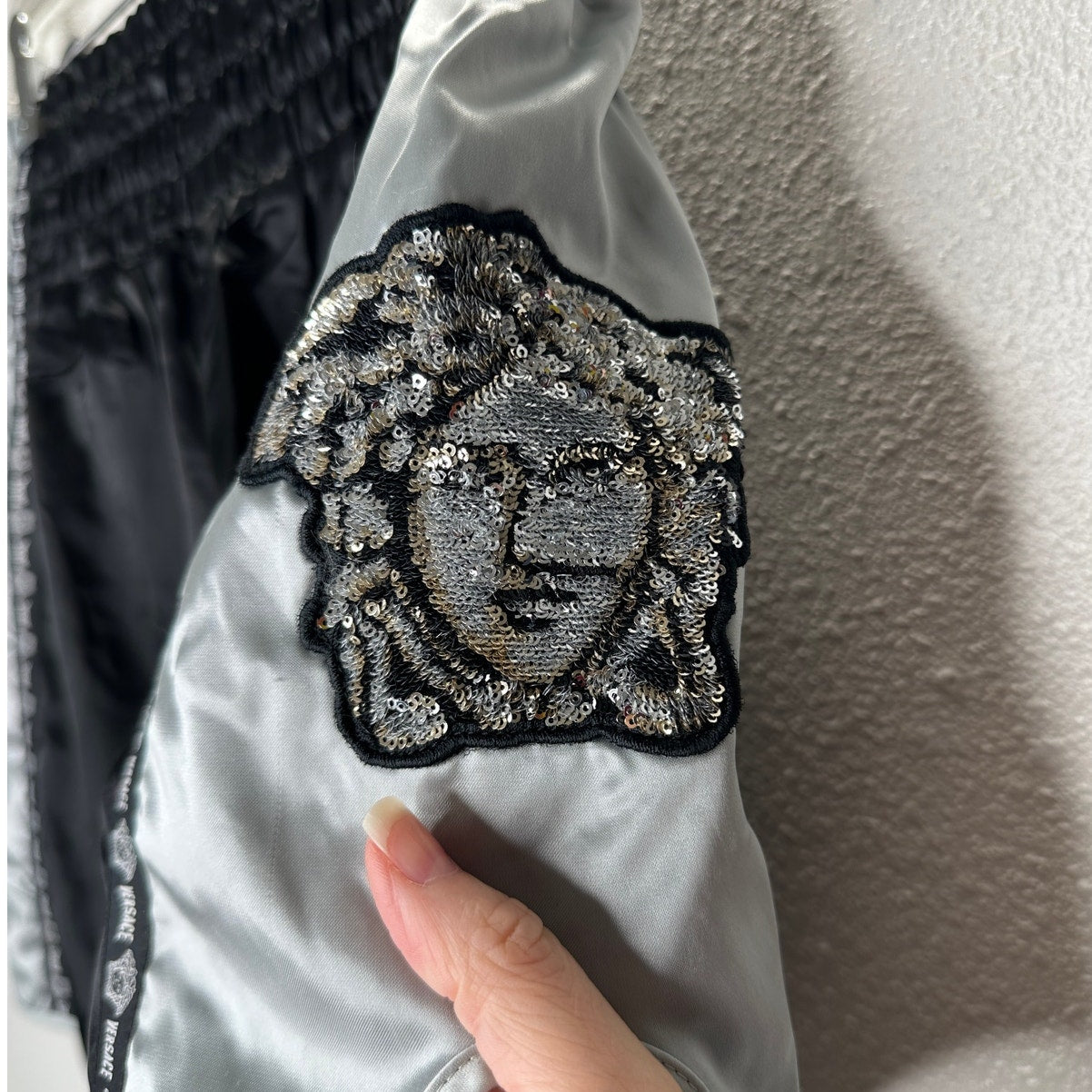 Versace Muay Thai Boxing Shorts Black & Silver Sequin 48 / M