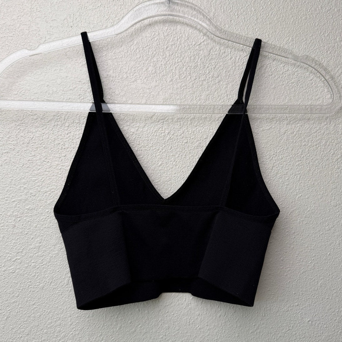 Free People Intimately Black Deep V Seamless Bralette Crop Top XS/S