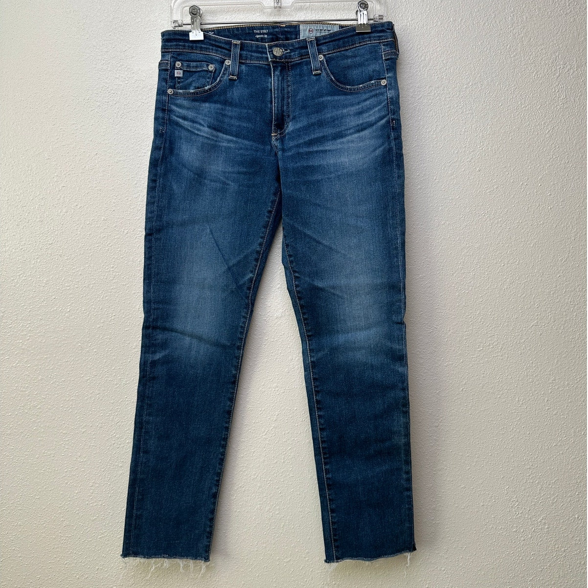 AG women’s The Stilt cigarette leg jeans medium wash US 29 raw hem