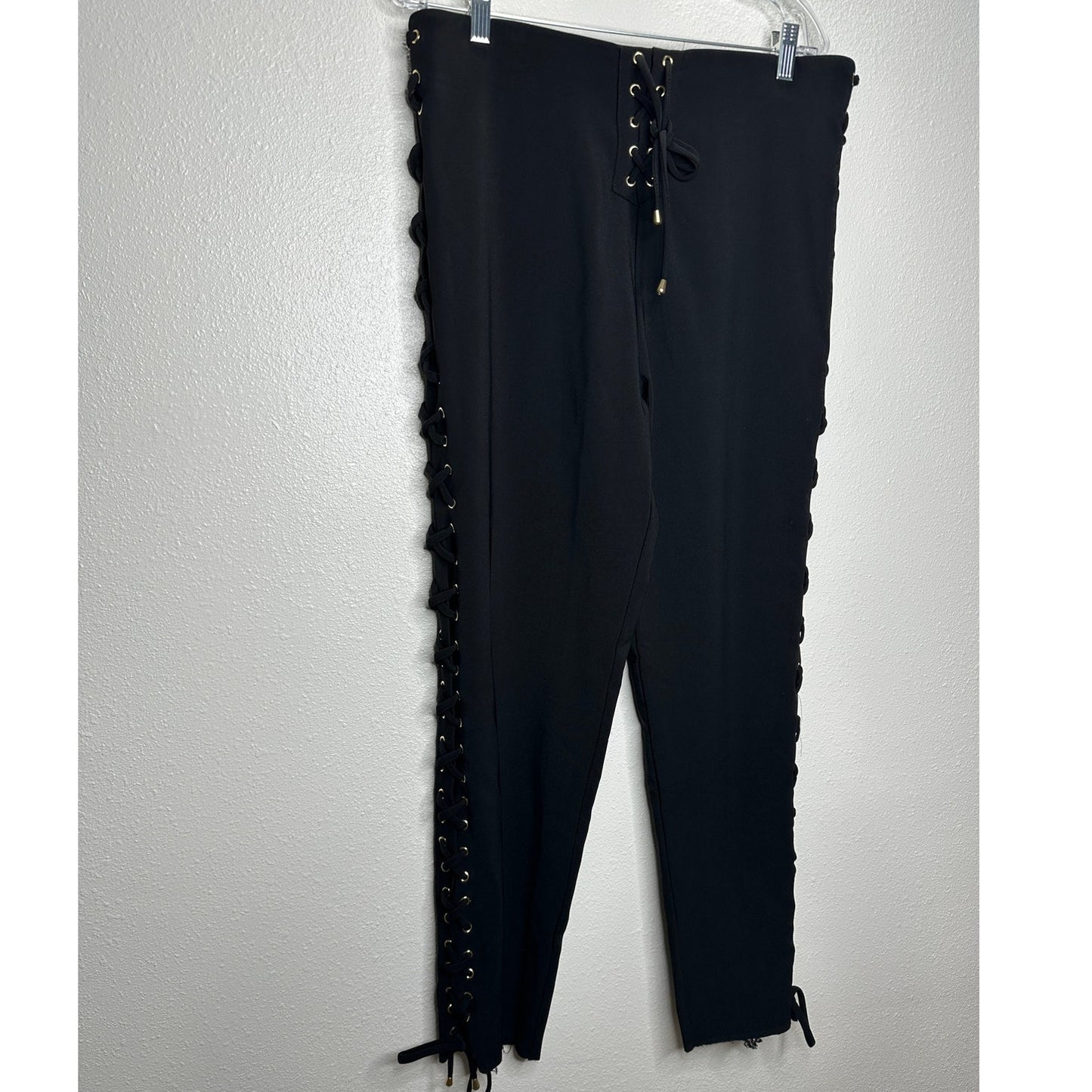 House of Harlow 1960 Black Pants Gold Grommet Side & Front Ties XL