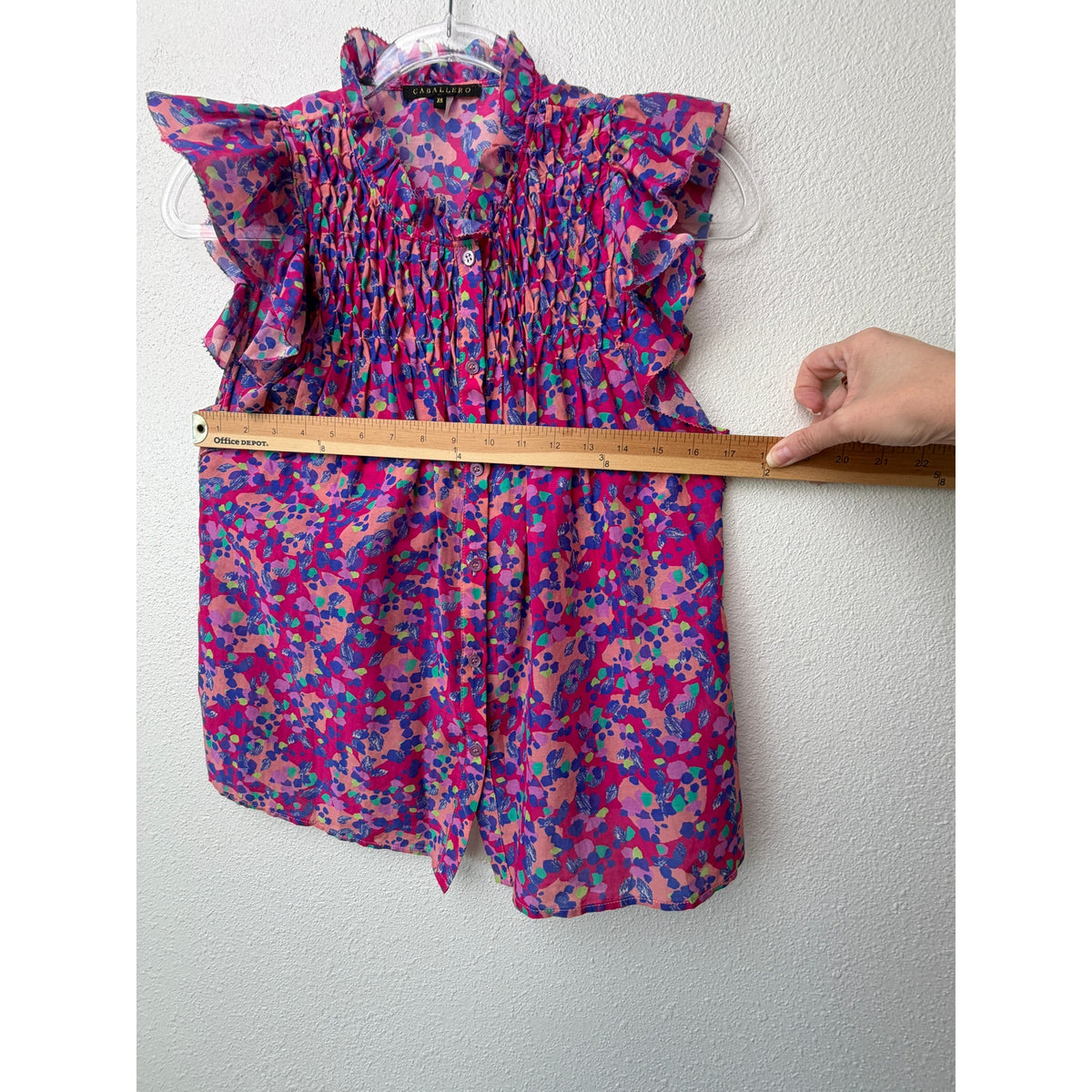 Caballero Evelyn Multi Dot Ruffle Top Women XS Pink