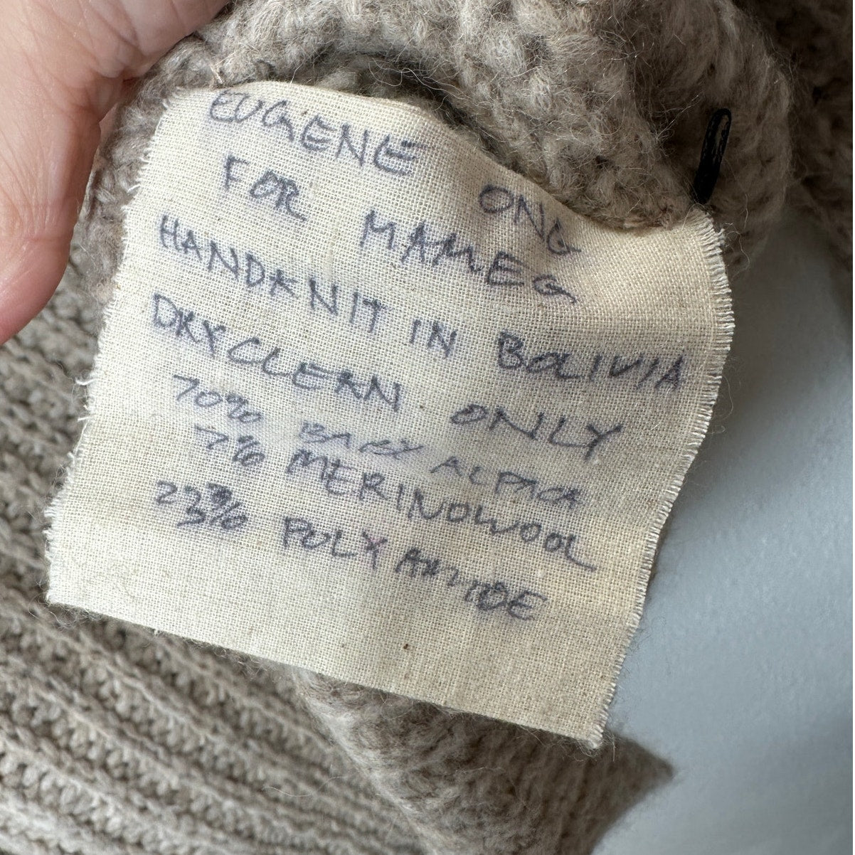 Eugene Ong Hand Knit Beige Chunky Knit Long Sleeve Sweater L