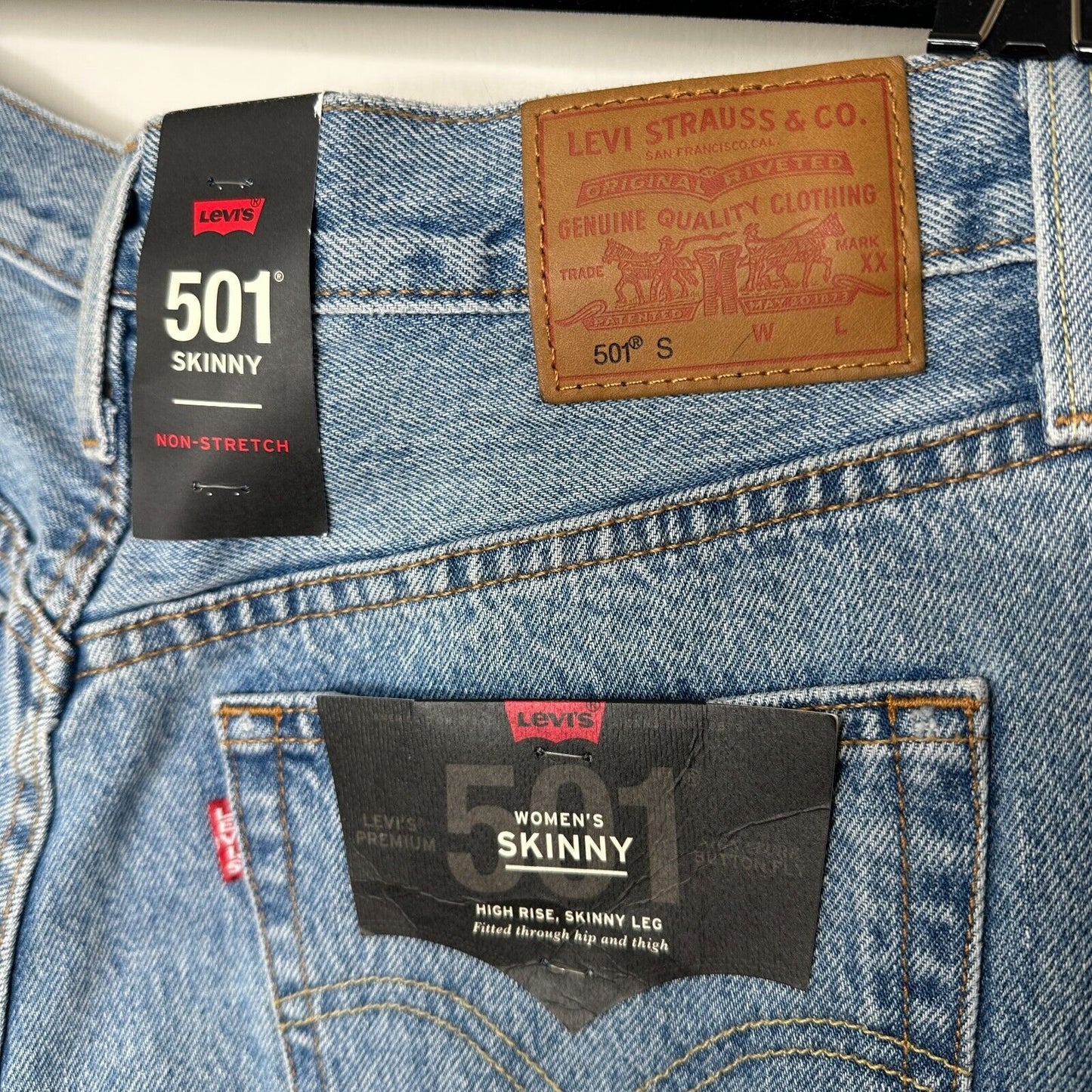NWT Lee 501 Skinny High Rise Non Stretch Med Wash Distressed Button Fly Jean 29