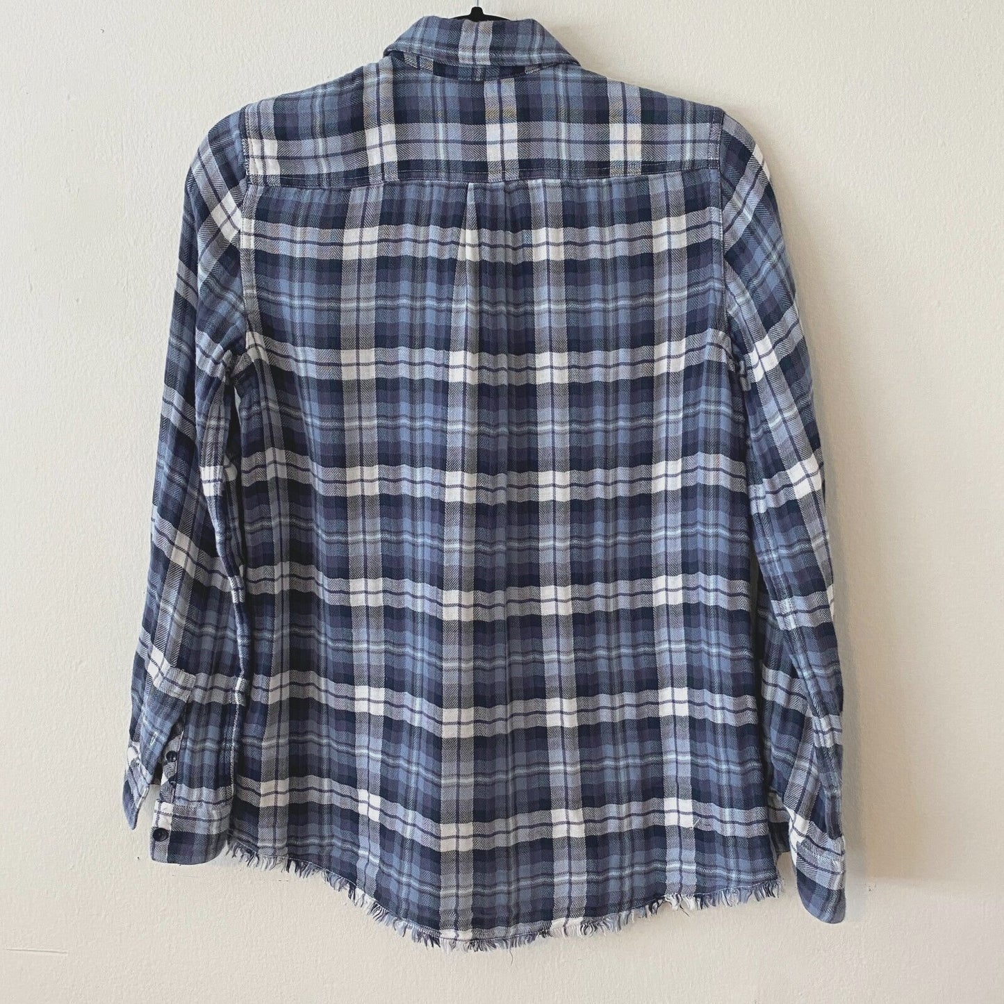 The Blue Shirt Shop Mercer & Spring Blue Plaid Button Long Sleeve Raw Hem XS