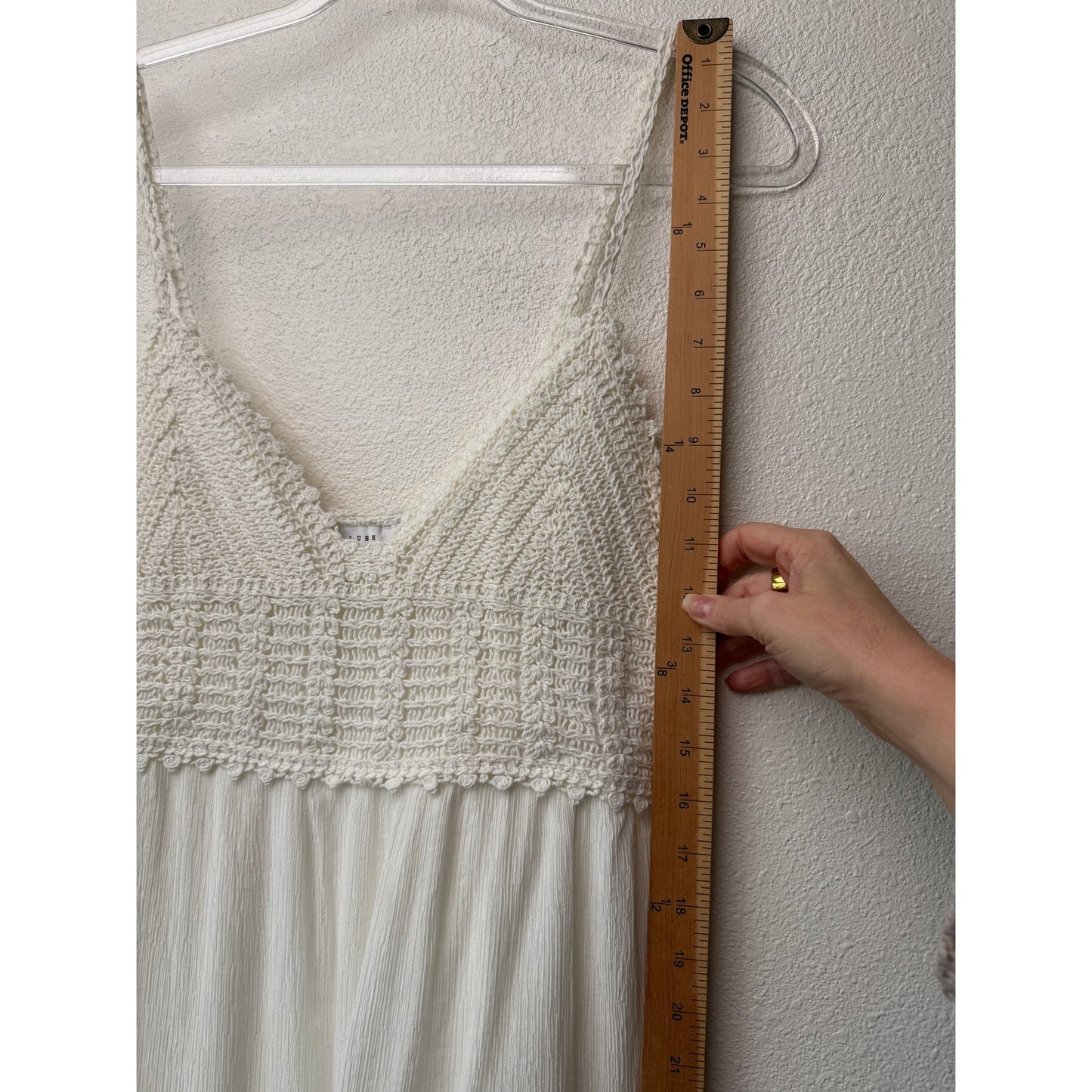 Lush Ivory Crochet Bodice Spaghetti Strap Midi Sundress Size S