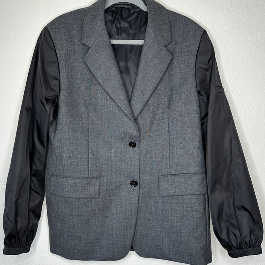 Prada Single Breasted Wool ReNylon Jacket Elasticized Cuff Retail $4700 42 / XL